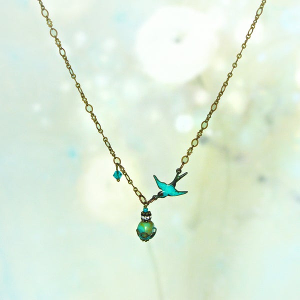 Blue Bird Necklace - Dainty Necklace - Turquoise Pendant Necklace - Bird Jewelry - December Birthstone Jewelry - Gift For Women