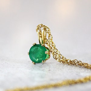 Emerald Solitaire Necklace - Dainty Emerald Necklace - Fine Jewelry Necklace - Gold Emerald Pendant - May Birthstone Necklace