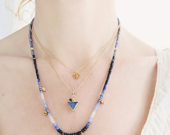 Gold Lotus Necklace - Gold Lotus Flower Charm Necklace