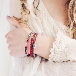 Ombre Ruby Bracelet - July Birthstone Bracelet Gift For Her / Mom / Woman - Gemstone Ruby Jewelry - Cyber Monday Jewelry Sale  Black Friday