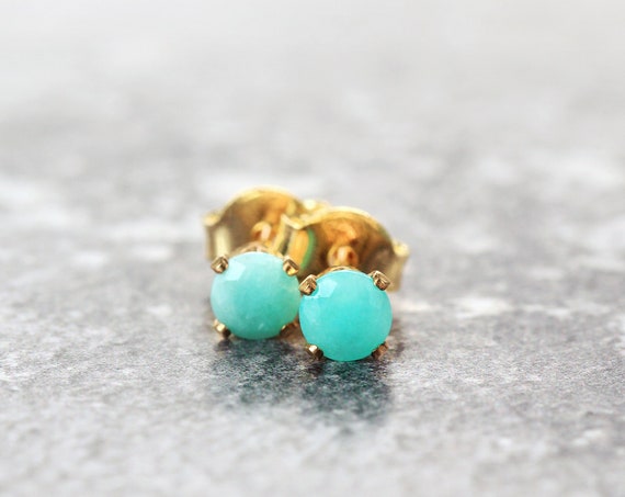 Amazonite Stud Earrings - Calming Crystal Jewelry