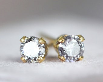 Diamond Stud Earrings - Real Diamond Earrings - Salt and Pepper Diamond Earrings - Grey Diamond Studs - Tiny Diamond Ear Studs