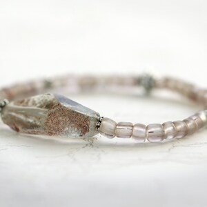 Raw Quartz Crystal Bracelet Organic Jewelry Natural Stone Bracelet Quartz Bracelet Brown Bead Bracelet image 1