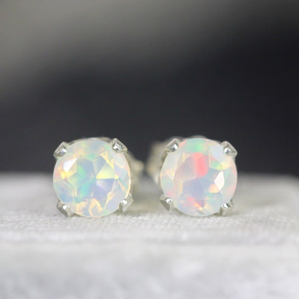 Welo Opal Stud Earrings - Silver Opal Earrings - Welo Opal Jewelry - Real Opal Earrings - October Birthstone Earrings - Small Stud Earrings