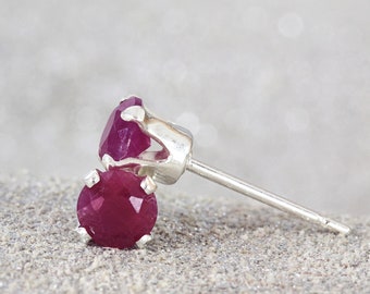 Ruby Earrings - Red Stone Earrings - Post Earrings - July Birthstone Gift - Ruby Earrings Stud - Precious Stone Earrings - Ruby Jewelry