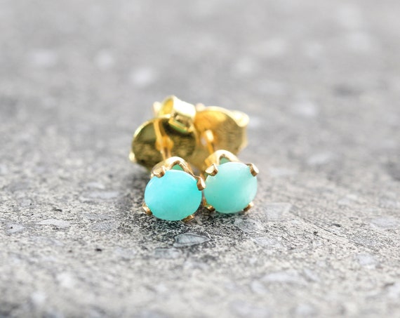 Amazonite Stud Earrings - Calming Crystal Jewelry