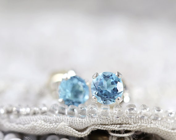Swiss Blue Topaz Earrings - Blue Topaz Studs Earrings