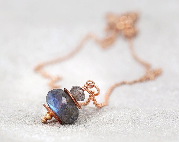 Labradorite Necklace - Rose Gold Necklace