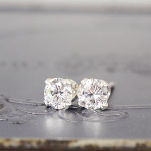 CZ Earrings - Sparkly Earrings - Wedding Studs - CZ Stud Earrings - Dainty Everyday Studs - Small Silver  Earrings - Cubic Zirconia Earrings