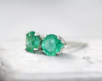 Emerald Studs Silver - Emerald Earrings Silver or Gold - Emerald Stud Earrings - May Birthstone Earrings For Women - Green Stone Earrings