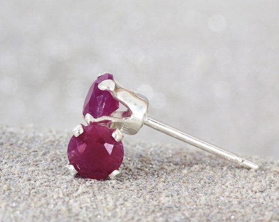 Ruby Earrings - Precious Stone Studs