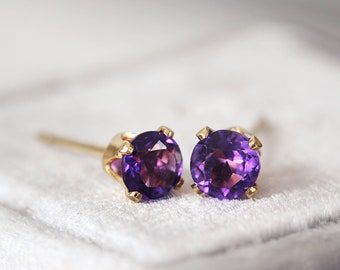 Eternity 9ct Gold February Amethyst Stud Earrings Eternity 9ct Gold February Amethyst Stud Earrings