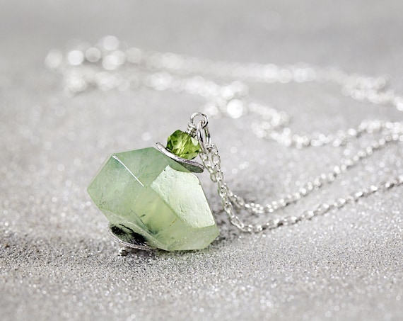 Green Prehnite Pendant - Healing Crystal Necklace