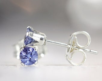 Tanzanite Stud Earrings - Genuine Tanzanite Earrings - December Birthstone Gift - Rare Stone Earrings - Jewelry Gift - Tiny Studs