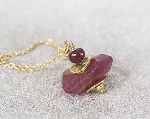 Ruby Pendant Necklace - Ruby Anniversary Gift