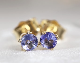 Tanzanite Studs - Real Tanzanite Earrings - Tanzanite Ear Studs - December Birthday Present - Gift Idea - Rare Gemstone Studs - 3mm Stud