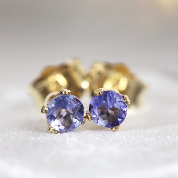 Tanzanite Studs - Real Tanzanite Earrings - Tanzanite Ear Studs - December Birthday Present - Gift Idea - Rare Gemstone Studs - 3mm Stud