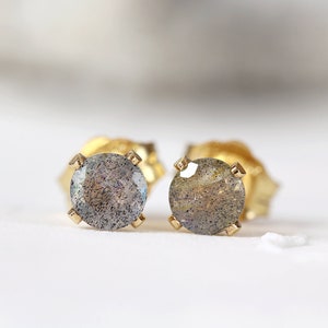 Labradorite Earrings - Natural Stone Earrings - Teacher Jewelry- Labradorite Jewelry - Labradorite Studs - Gray Earrings - Everyday Earrings