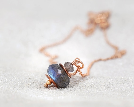 Labradorite Necklace - Rose Gold Necklace