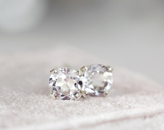 White Topaz Studs - 4mm Stud Earrings