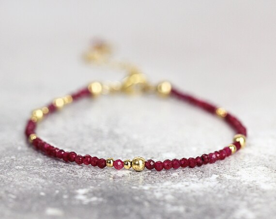 Skinny Ruby Bracelet - Dainty Ruby Jewelry For Women