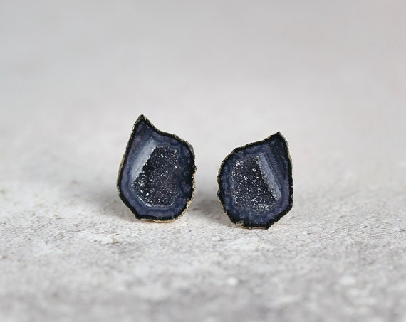 Geode Earrings - Raw Stone Stud Earrings