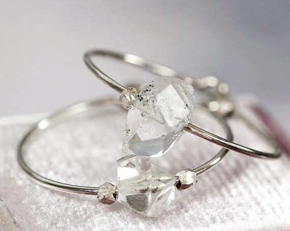 Herkimer Diamond Earrings - Raw Crystal Hoop Earrings
