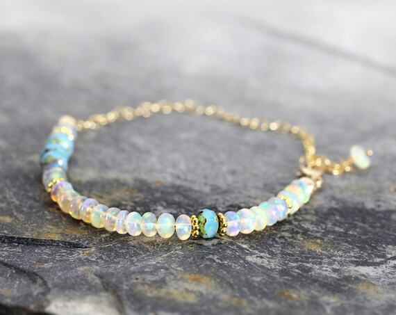 White Opal Bracelet - Fine jewelry Gift For Her