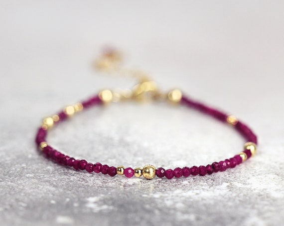Skinny Ruby Bracelet - Dainty Ruby Jewelry For Women
