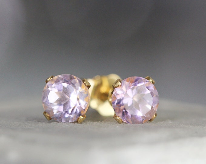 Rose de France Amethyst Stud Earrings - Pink Amethyst Earrings Gold or Silver - February Birth Gift - Spiritual, Healing, Protection Stone