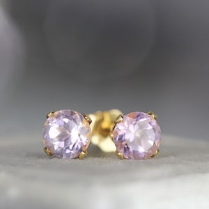 Rose de France Amethyst Stud Earrings - Pink Amethyst Earrings Gold or Silver - February Birth Gift - Spiritual, Healing, Protection Stone
