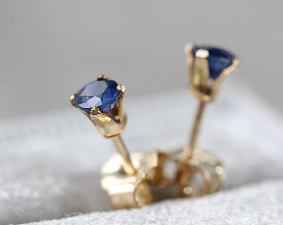 Sapphire Stud Earrings - Tiny Gemstone Studs