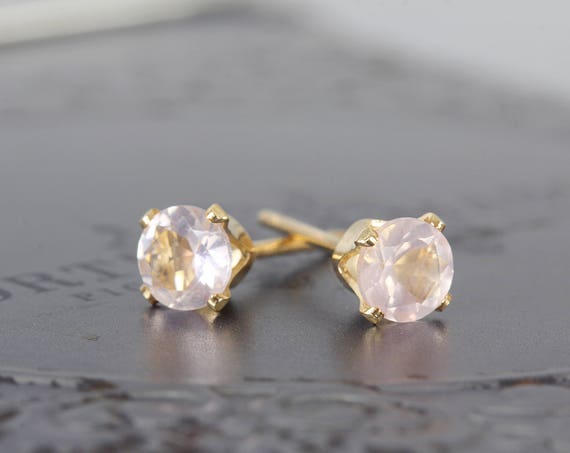 Rose Quartz Studs - Dainty Stud Earrings