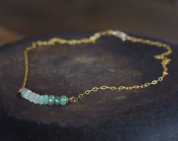 Emerald Bar Necklace - May Birthstone Necklace