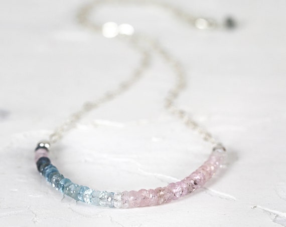 Aquamarine Morganite Necklace - Blue Pink Aquamarine Necklace