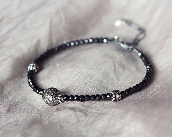 Diamond Pave Bracelet - Black Spinel Bracelet