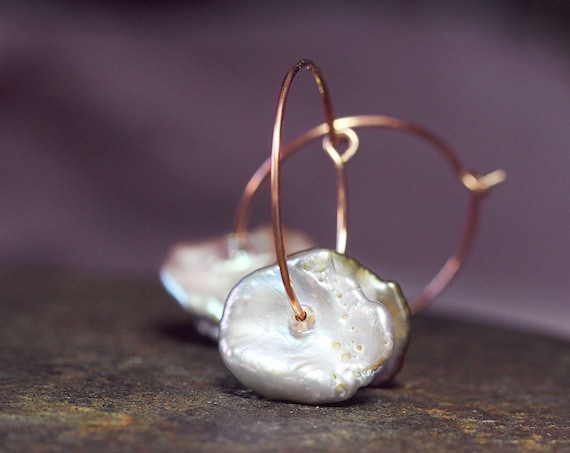 Pearl Hoop Earrings - Rose Gold Pearl Earrings