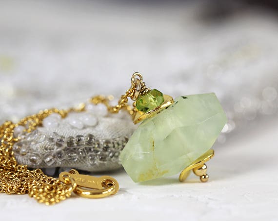 Prehnite Necklace - Natural Gemstone Pendant