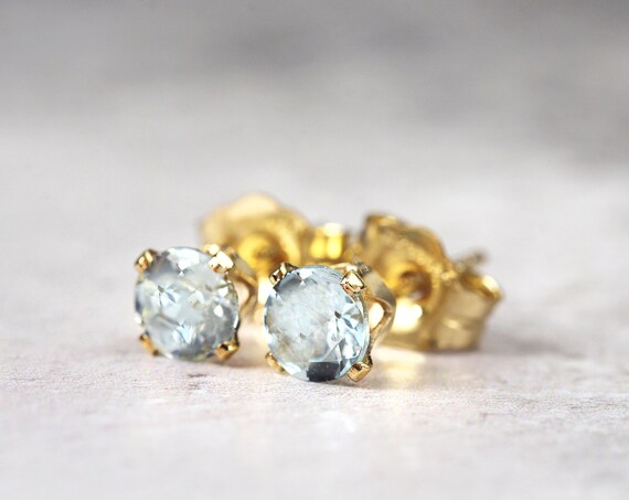 Blue Aquamarine Earrings - March Birthstone Gift