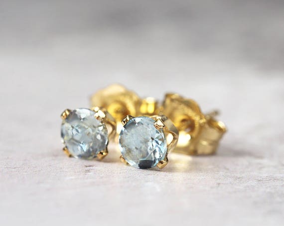 Blue Aquamarine Earrings - March Birthstone Gift