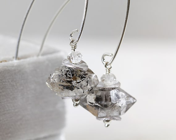 Herkimer Earrings - Raw Gemstone Earrings - Herkimer Diamond Jewellery - Raw Crystal Earrings - Drop Earrings - Modern Earrings