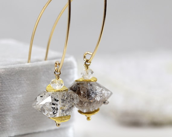 Gold Herkimer Diamond Earrings - Party Earrings