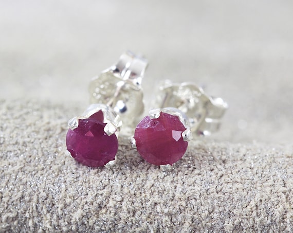 Ruby Earrings - Precious Stone Studs