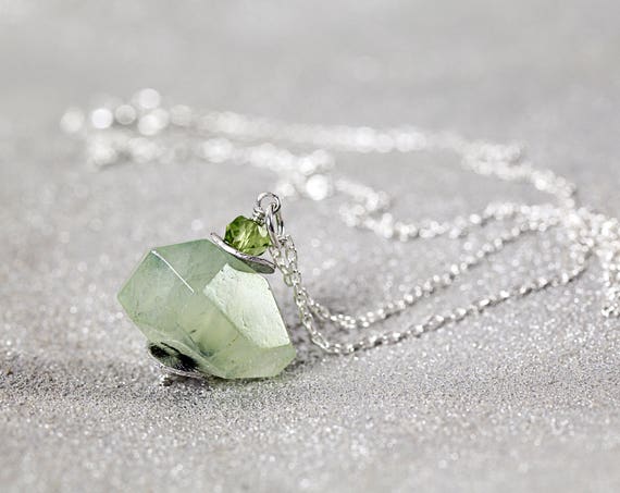 Green Prehnite Pendant - Healing Crystal Necklace