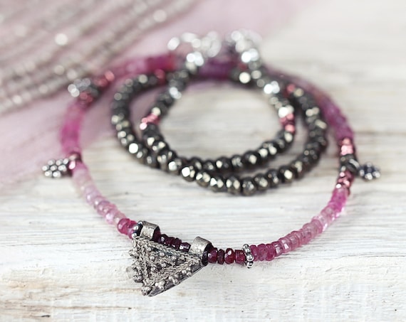 Ruby Necklace - Ruby, Sapphire & Silver Necklace