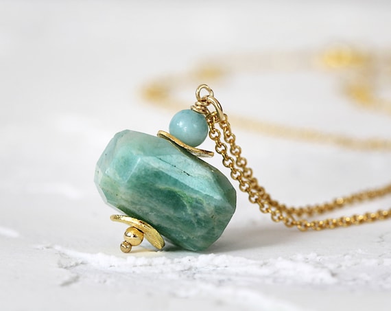 Amazonite Necklace - Green Stone Pendant