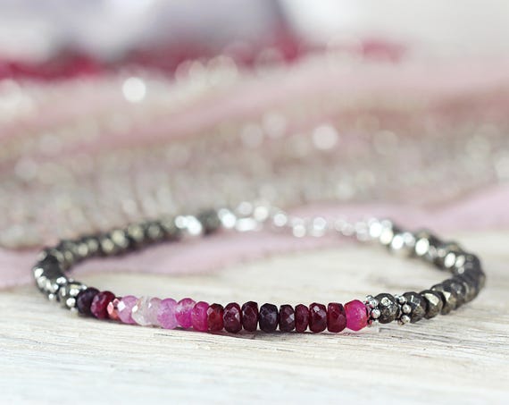 Ombre Ruby Bracelet - July Birthstone Gift For Her