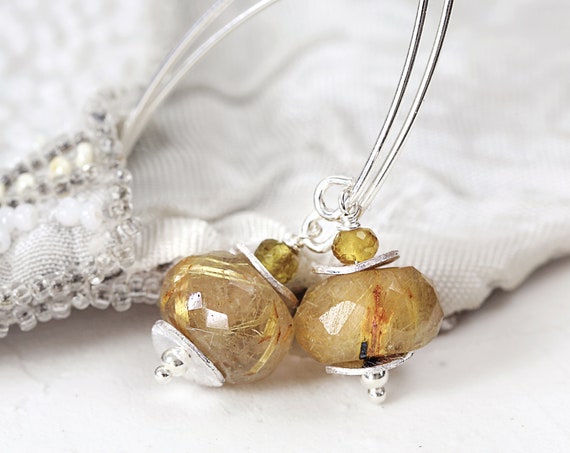 Rutilated Quartz Earrings - Golden Rutilated Earrings