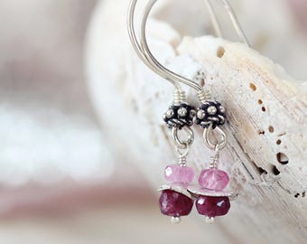 Silver Ruby Earrings - July Birthstone Jewelry - Pink Gemstone Earrings - Gift for Her, Mom, Women