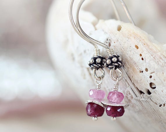 Silver Ruby Earrings - July Birthstone Jewelry